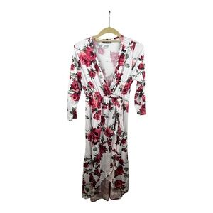 Maternity Wrap Dress Long Sleeve Pink Floral Super Soft Sz Large